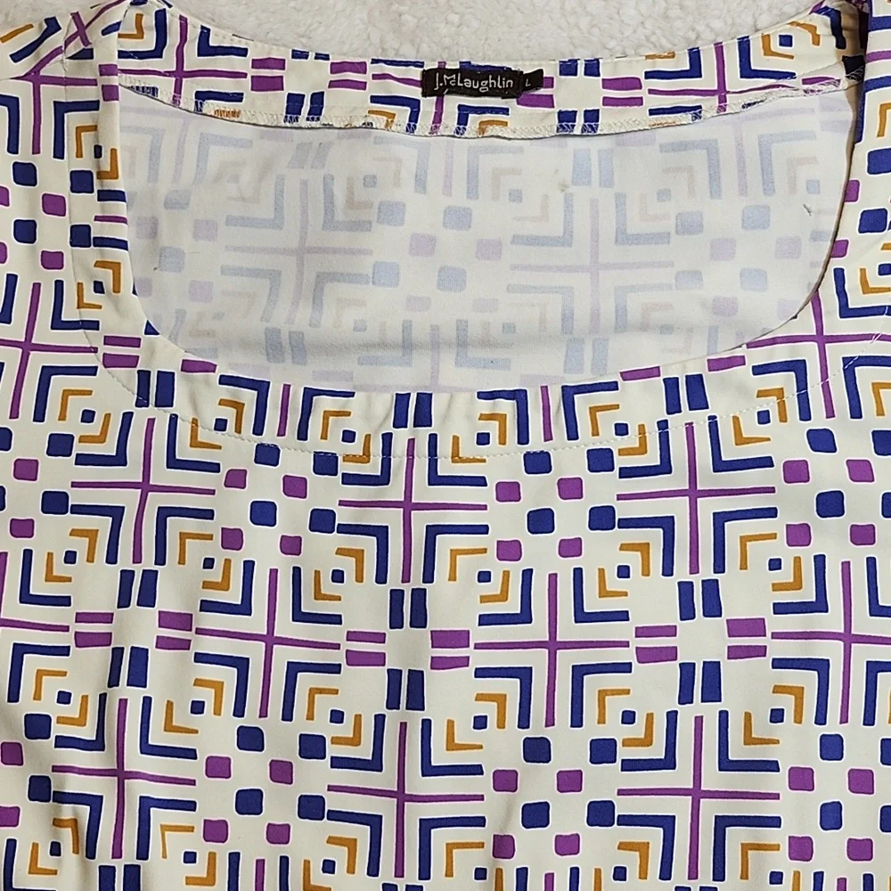 J McLaughlin Geometric Patterned Dress - Purple and White Size Large - Picture 16 of 16
